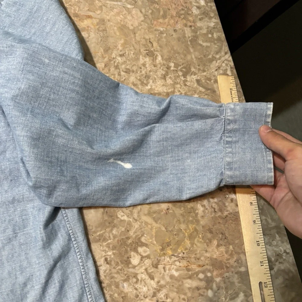 Polo Ralph Lauren Shirt Mens Large Classic Blue Chambray Long Sleeve Button FAIR